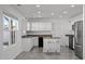 Contemporary kitchen with white cabinetry, stainless steel appliances, central island, and wood-look flooring at 151 Kutter Dr, Elon, NC 27244