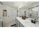 Bathroom with dual sinks, granite countertops, and a large walk-in shower at 1720 Highpoint St, Wake Forest, NC 27587