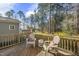 Inviting wooden deck with outdoor seating, perfect for enjoying the scenic backyard at 1720 Highpoint St, Wake Forest, NC 27587