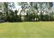 Large backyard is framed by mature trees providing privacy and shade for relaxation or recreation at 240 Northview Dr, Middlesex, NC 27557
