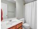 Bathroom with single sink and shower curtain at 3308 Forest Mill Cir, Raleigh, NC 27616
