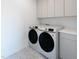 Modern laundry room featuring new washer and dryer, and a white countertop at 409 Alston St # 101, Raleigh, NC 27601