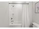 Classic bathroom showing a shower with white subway tile and a tub at 5811 Shawood Dr, Raleigh, NC 27609