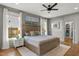Stylish main bedroom with a king-size bed, with neutral decor, complemented by bright natural light at 5811 Shawood Dr, Raleigh, NC 27609