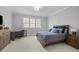 Comfortable bedroom with a large window, desk, and blue bedding at 76 Gentry Dr, Pittsboro, NC 27312
