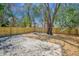 Backyard features mature trees, providing shade and privacy, with a gravel pad ready for use at 810 Cox Ave, Durham, NC 27701