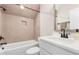 Updated bathroom with a tub, shower, and modern vanity at 83 Inspiration Way, Fuquay Varina, NC 27526