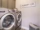 Convenient laundry area features a side-by-side washer and dryer and gray cabinetry at 2036 Big Falls Dr, Wendell, NC 27591