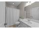 Well-lit bathroom featuring a single sink and toilet with neutral finishes at 2523 Spring Oaks Way, Raleigh, NC 27614