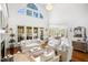 Stunning living room with high ceilings, fireplace, hardwood floors, and an open floor plan at 2613 Forest Lake Ct, Wake Forest, NC 27587