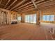 Unfinished living room showcases an open-concept design with sliding glass doors to provide natural light at 2957 Wexford Pond Way, Wake Forest, NC 27587