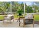 Relaxing screened porch with comfortable seating and lush green views, perfect for outdoor enjoyment at 4013 Kingcraig Ln, Zebulon, NC 27597