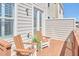 Inviting outdoor deck area with two wooden chairs and a small table for enjoying outdoor relaxation at 590 Grand Central Sta, Apex, NC 27502