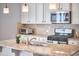Well-equipped kitchen featuring stainless steel appliances, granite countertops and pendant lighting at 590 Grand Central Sta, Apex, NC 27502