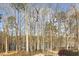 Backyard view of wooded area with a fence and glimpses of the lake at 6452 Therfield Dr, Raleigh, NC 27614