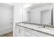 Bright bathroom features a granite countertop, double vanity, and a shower/tub combo at 1129 Sun Springs Rd, Wake Forest, NC 27587