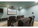 Home theatre with a large projection screen and cozy seating at 113 Valley Ln, Pittsboro, NC 27312