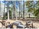 Outdoor firepit with seating in a wooded backyard near the water at 116 Lakeshore Dr, Durham, NC 27713