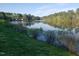 Scenic view of a pond surrounded by lush trees and greenery on a sunny day at 116 Lakeshore Dr, Durham, NC 27713
