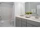 Modern bathroom with a double vanity and shower-tub combo at 117 Gravel Brook Ct, Cary, NC 27519