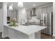 Modern kitchen with stainless steel appliances and a large center island at 117 Gravel Brook Ct, Cary, NC 27519