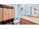 Bathroom featuring granite counters, cherry cabinetry, and shower/tub combination at 119 Cardinal Crest Ct, Pittsboro, NC 27312