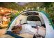 Inside the tent there are pillows and blankets for a cozy retreat at 12 Montcrest Dr, Durham, NC 27713