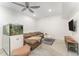 Basement with a lounging area and fish aquarium at 132 Fiori Hill S Dr, Hillsborough, NC 27278