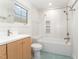 Bathroom featuring a tub/shower combo, and a light wood vanity with white countertops at 132 Fiori Hill S Dr, Hillsborough, NC 27278