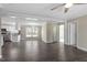 Spacious living room featuring hardwood floors that connects seamlessly with the modern kitchen at 176 Clear Water Dr, Smithfield, NC 27577