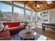 Inviting sunroom with comfortable seating, a wooden ceiling, and bright windows offering scenic views at 2704 St Marys St, Raleigh, NC 27609