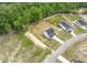 Bird's eye view of new homes with green spaces and community road at 303 Old Fashioned Way, Lillington, NC 27546