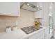 Close up on the kitchen features including stainless steel appliances and modern backsplash at 4720 Cypress Tree Ln, Raleigh, NC 27612