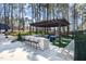 The backyard features a stone bar, an outdoor kitchen, a pergola, and a lush lawn at 509 Queensferry Rd, Cary, NC 27511