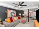 Stylish living room featuring a modern sectional sofa and chic black accent wall at 509 Queensferry Rd, Cary, NC 27511