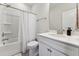 Clean and bright bathroom with a shower-tub combination and vanity at 803 Toulouse Ct, Cary, NC 27519