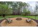 Relaxing outdoor firepit with wooden chairs, perfect for entertaining in a serene backyard setting at 8504 Old Nc 86, Chapel Hill, NC 27516