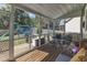 Relaxing screened-in porch with outdoor seating and a view of the lush backyard at 8704 Paddle Wheel Dr, Raleigh, NC 27615