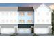New townhome construction featuring white and light-blue siding, attached garage, and a classic design at 1502 Tamarisk Ln, Durham, NC 27703