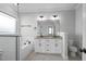 Beautiful bathroom with a double vanity, soaking tub and step-in shower at 151 S Harper Faith Way, Benson, NC 27504