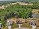 Expansive aerial shot reveals homes in a tranquil, wooded community, some with pools and fenced yards at 182 Prince Place Dr, Fuquay Varina, NC 27526