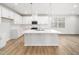 Modern kitchen with white cabinets, a center island, and stainless steel appliances at 217 Mallard Loop Dr, Clayton, NC 27527