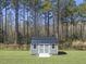 Gray outbuilding with double doors on a green lawn with a forest in the background at 236 Star Valley Dr, Angier, NC 27501
