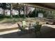 Cozy outdoor area featuring a glass table with green chairs under covered patio at 3516 Apache Dr, Raleigh, NC 27609