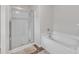 Modern bathroom showcasing a glass shower and a separate soaking tub for relaxation at 40 Poplar Bark Dr, Youngsville, NC 27596