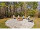 Cozy backyard fire pit area with seating, perfect for outdoor gatherings and enjoying nature at 50 Yelverton Ct, Holly Springs, NC 27540