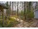 Backyard landscaping featuring a charming bridge and lush greenery, adding character to the property at 602 N Mineral Springs Rd, Durham, NC 27703