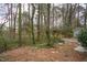 Picturesque backyard featuring mature trees, a small structure, and hints of natural beauty at 602 N Mineral Springs Rd, Durham, NC 27703