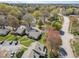 Lovely aerial shot of homes with manicured lawns, mature trees, and convenient parking at 6817 Fairpoint Ct, Raleigh, NC 27613