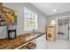 Kitchenette with a coffee maker and a butcher block counter at 1022 Glover Rd, Dunn, NC 28334